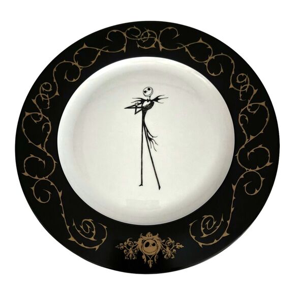 Disney Nightmare Before Christmas Jack Skellington Dinner Plate 10.5” Gold Rim - Picture 1 of 13